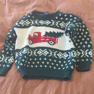 Vintage Gap Kids Holiday Sweater Red Truck Size Small